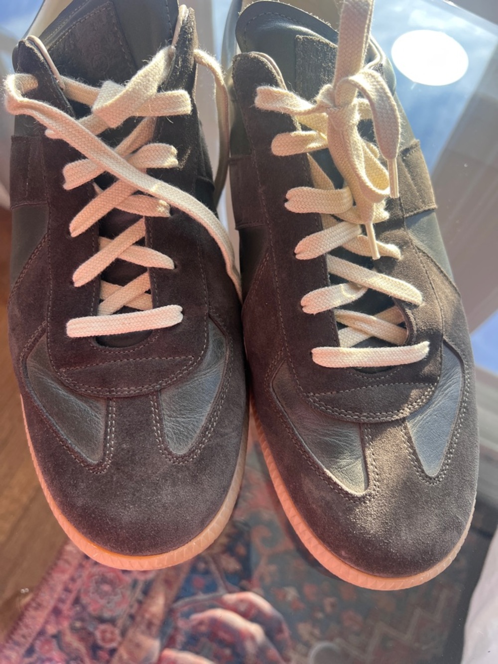 Maison Martin Margiela Brown & Cream Leather Suede Sneakers - 70s replica - Picture 8 of 8